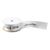 Klasse 2025 Graduate Name White and Black Script Satinband (Spule)