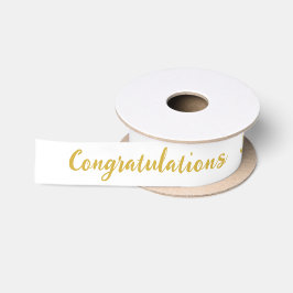 Klasse 2025 Graduate Name White and Gold Script Satinband