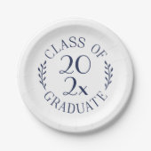 Klasse 2025 Graduate Navy White Graduation Party Pappteller (Vorderseite)