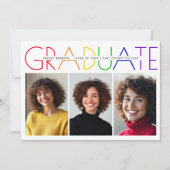 Klasse 2025 Graduate Regenbogen Foto Collage Einladung (Vorderseite)
