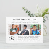 Klasse 2025 Graduate White 3 Foto Abschluss Einladung (Stehend Vorderseite)
