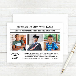 Klasse 2025 Graduate White 3 Foto Abschluss Einladung