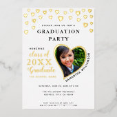 Klasse 2025 Graduate White & Gold Abschluss Folieneinladung (Vorderseite)