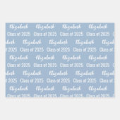 Klasse 2025 Graduate's Name Baby Blue and White Geschenkpapier Set (Vorderseite)