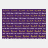 Klasse 2025 Graduate's Name Dk Lila White Gold Geschenkpapier Set (Vorderseite 2)