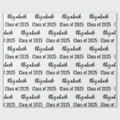 Klasse 2025 Graduate's Name White and Black Geschenkpapier (Flach)
