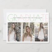 Klasse 2025: grün, rot, Abschluss Foto Einladung (Vorderseite)