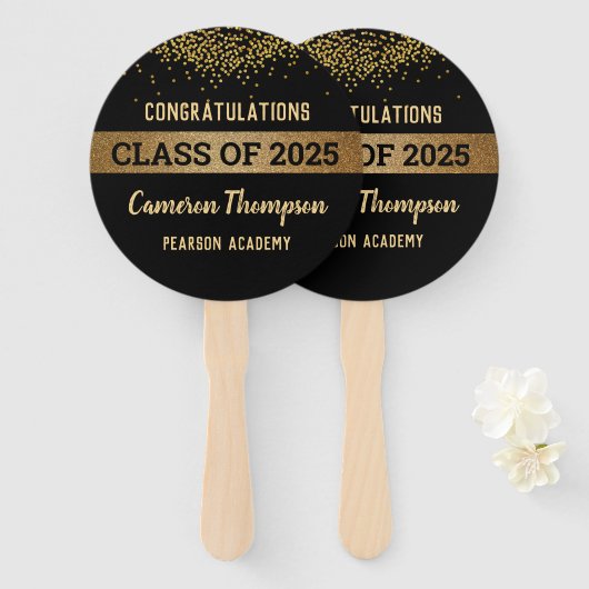 Klasse 2025 Herzlichen Glückwunsch Graduate Gold B Fächer (Vorne und Hinten)