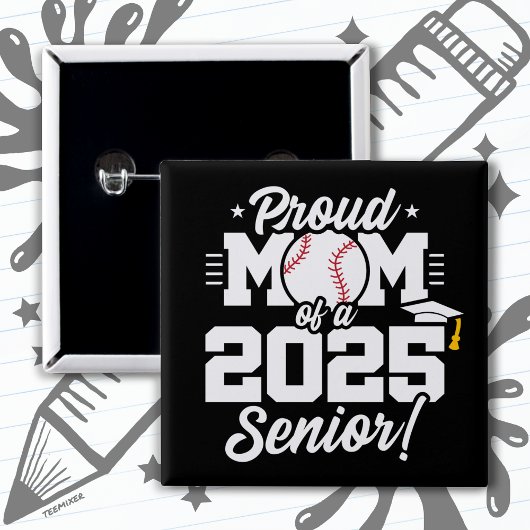Klasse 2025 Mama Senior Year Baseball Senior 2025 Button