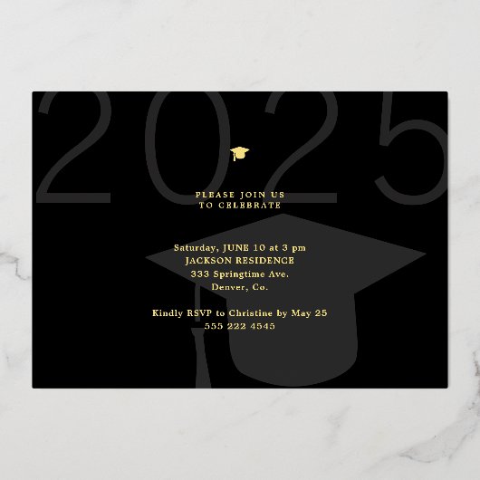 Klasse 2025 minimalistisch elegante 2-Fotos Absolv Folieneinladung (Rückseite)