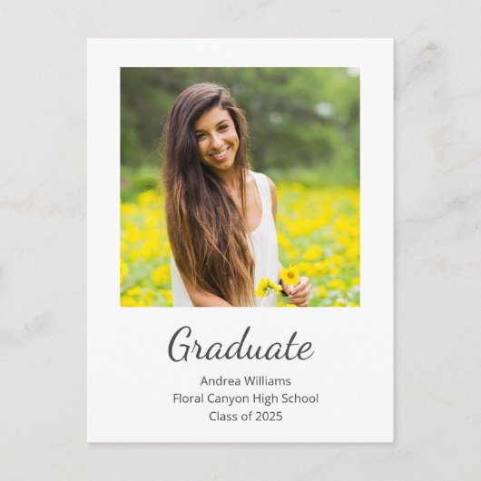 Klasse 2025 Moderner Foto Abschluss Ankündigungspostkarte (Vorderseite)