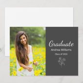 Klasse 2025 Modernes Foto Elegant Gray Ankündigung (Vorne/Hinten)