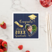 Klasse 2025 Navy Blue and Gold Abschluss Foto Serviette (Beispiel)