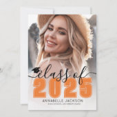Klasse 2025 Orange Graduate Foto Abschluss Einladung (Vorderseite)