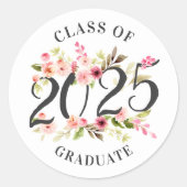 Klasse 2025 Pink-Blütenrosa-Abschluss Runder Aufkleber (Vorderseite)