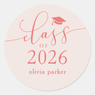Klasse 2025 Pink Graduation Party Bevorzugung Runder Aufkleber
