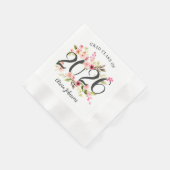 Klasse 2025 Pink Watercolor Blume Abschluss Serviette (Ecke)