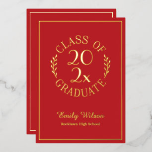 Klasse 2025: Red and Gold Folieneinladung