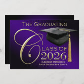 Klasse 2025 Reichhaltige Ankündigung Lila Abschlus (Vorne/Hinten)