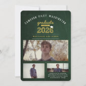 Klasse 2025 Retro-Chalkboard 3 Foto Abschluss Einladung (Vorderseite)