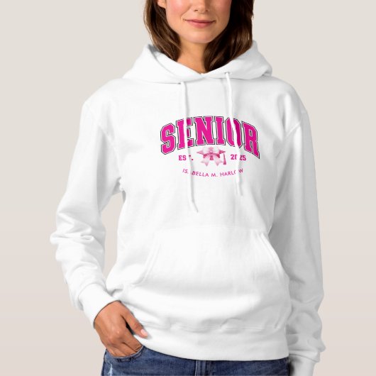 Klasse 2025 rosa Coquette Graduate Name Hoodie (Vorderseite)