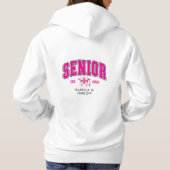Klasse 2025 rosa Coquette Graduate Name Hoodie (Rückseite)