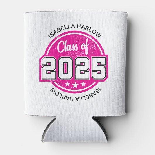 Klasse 2025 Rosa Graduate Name Dosenkühler (Vorderseite)