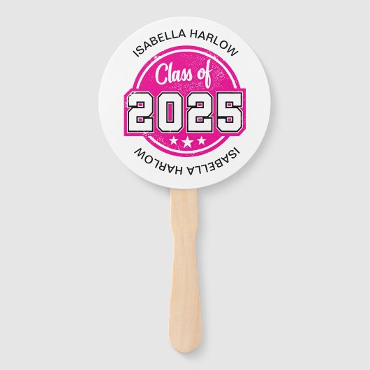 Klasse 2025 Rosa Graduate Name Fächer (Vorderseite)