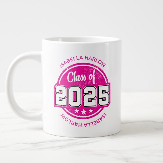 Klasse 2025 Rosa Graduate Name Jumbo-Tasse (Links)