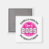 Klasse 2025 Rosa Graduate Name Magnet (Vorderseite/Rückseite)
