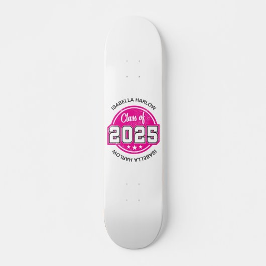 Klasse 2025 Rosa Graduate Name Skateboard (Vorne)