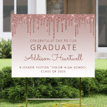 Klasse 2025 Rose Gold Glitzer Abschluss Yard