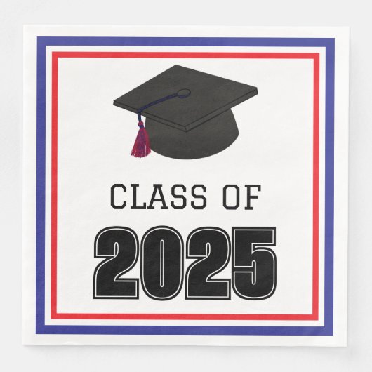Klasse 2025 Rot und Blau Serviette (Vorderseite)