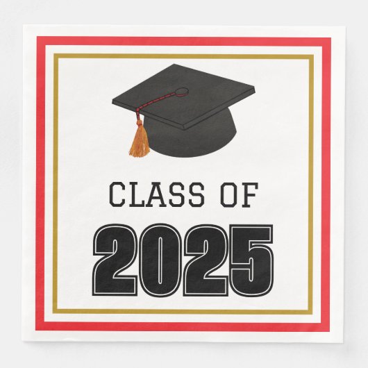 Klasse 2025 Rot und Gold Serviette (Vorderseite)