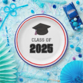 Klasse 2025 Rot, Weiß und Blau Pappteller (Party)