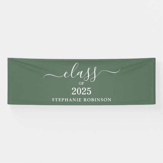 Klasse 2025 Sage Green Simple Modern Abschluss Banner (Horizontal)