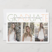 Klasse 2025 Salbeigrün, pfirsichgrünes Abschluss F Einladung (Vorderseite)