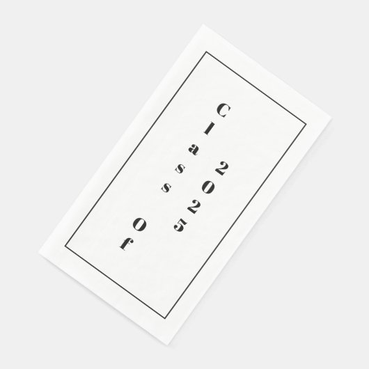 Klasse 2025: Schwarz-weiße Mindeststufe Serviette (Ecke)