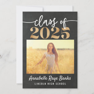Klasse 2025 Script Gray Chalk Printable Einladung