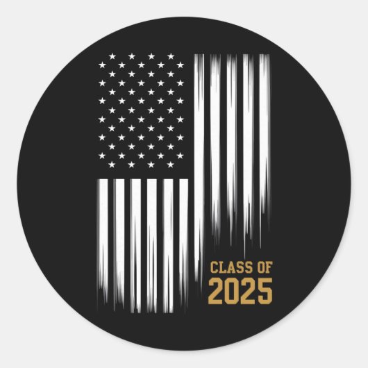 Klasse 2025 Senior American Flag Abschluss Runder Aufkleber (Vorderseite)