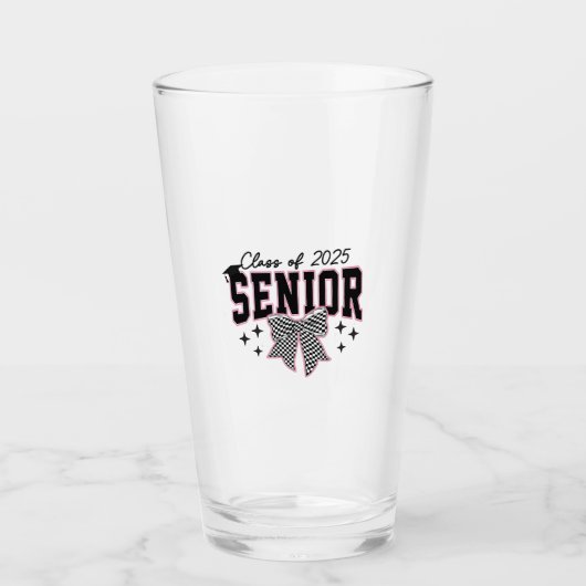 Klasse 2025 Senior Bow Coquette Abschluss Glas (Vorderseite)