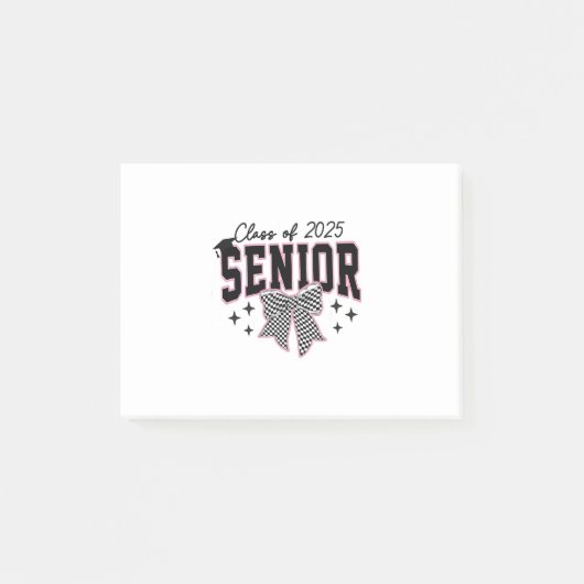Klasse 2025 Senior Bow Coquette Abschluss Post-it Klebezettel (Vorderseite)