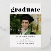 Klasse 2025 Typografie Foto Abschluss Gold Folieneinladung (Rückseite)