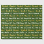 Klasse 2025 und Graduate's Name Green White Gold Geschenkpapier (Flach)