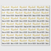 Klasse 2025 und Graduate's Name White Black Gold Geschenkpapier (Flach)