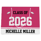Klasse 2025 und Name auf Magenta & White Template Große Geschenktüte (Vorderseite)
