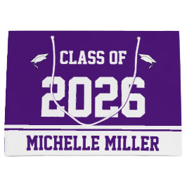 Klasse 2025 und Name auf Royal Lila and White Große Geschenktüte