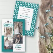 Klasse 2025: vier Fotos aquamariner blauer Abschlu Ankündigung