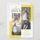 Klasse 2025: vier Fotos graugelber Abschluss Ankündigung (Vorderseite)