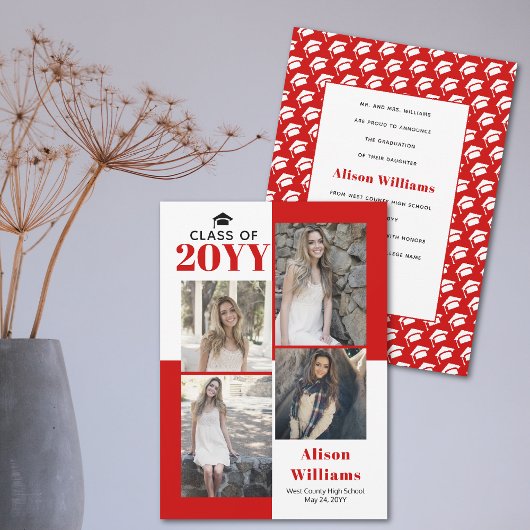 Klasse 2025: vier Fotos roter Abschluss Ankündigung